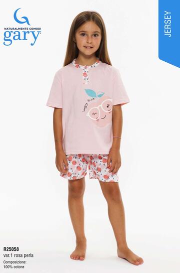 Pigiama corto da bambina in jersey di cotone Gary R25058 - CIAM Centro Ingrosso Abbigliamento